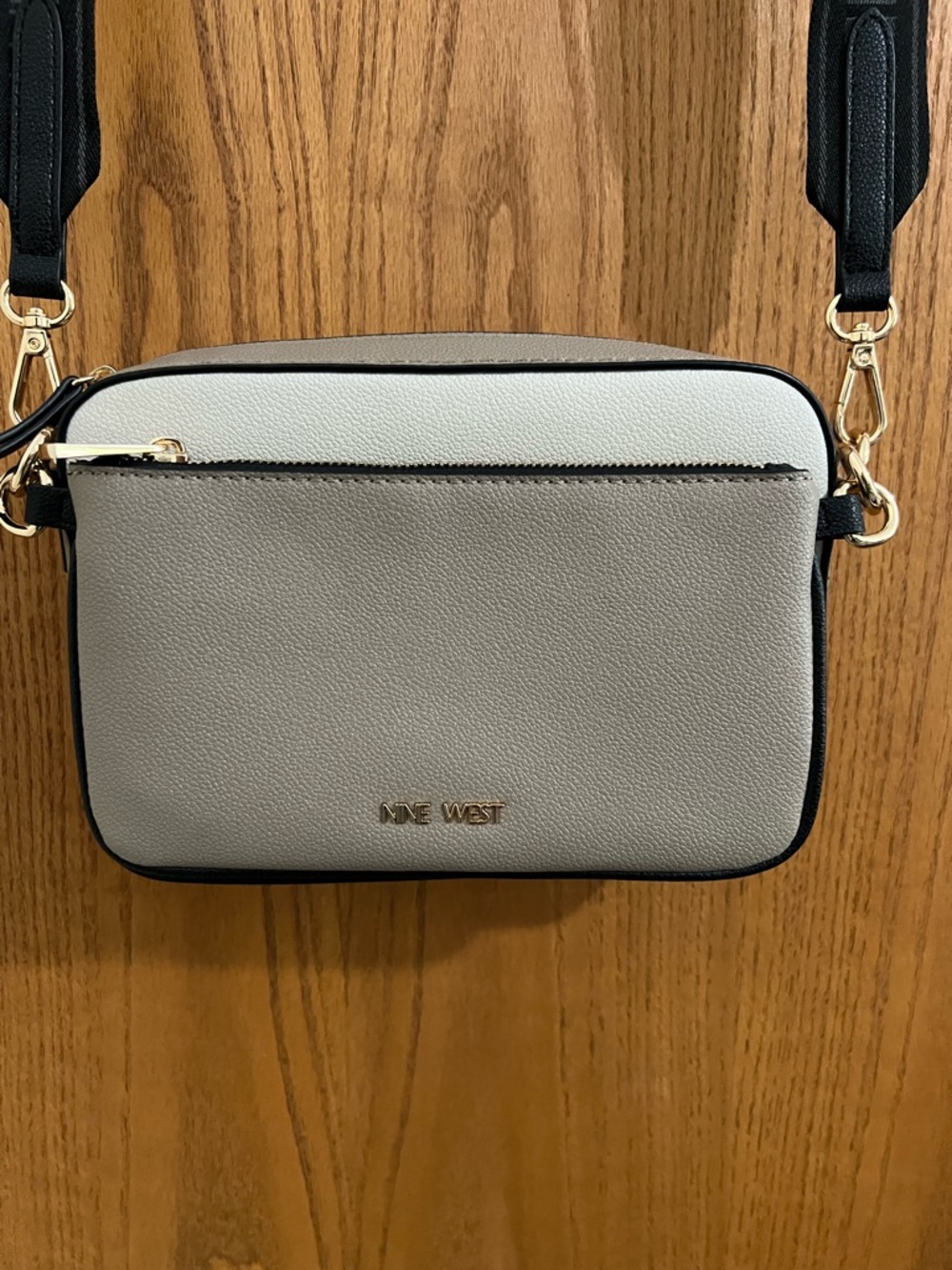 Nine West Pebble Two-Tone Taupe and White Crossbody Bag NWOT